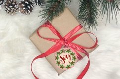 Joy Christmas Ornament Design | Mistletoe | Round Gift Tags Product Image 2