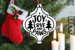 Joy Love and Paws SVG | Dog Christmas SVG | Dog SVG Product Image 1