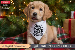 Joy Love and Paws SVG | Christmas Dog Bandana SVG Product Image 2