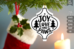 Joy Love and Paws SVG | Dog Christmas SVG | Dog SVG Product Image 3