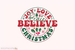 Joy Love Peace Believe Christmas SVG T-shirt Design Product Image 1