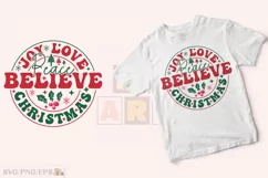 Joy Love Peace Believe Christmas SVG T-shirt Design Product Image 2