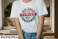 Joy Love Peace Believe Christmas SVG T-shirt Design Product Image 3