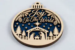 Joy To The World Bauble SVG, Layered Laser Cut Wood SVG Product Image 2