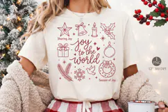 Joy To The World Christmas PNG, Retro Holiday Doodle Shirt Product Image 1