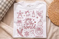 Joy To The World Christmas PNG, Retro Holiday Doodle Shirt Product Image 2