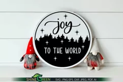 Joy to the world svg for farmhouse christmas round sign by shine green art