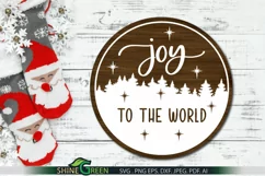 Joy to the world svg round sign for farmhouse christmas by shine green art