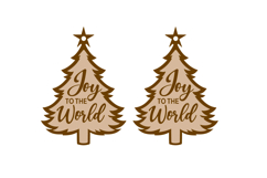 Joy to the World Christmas Tree Earrings Lasercut SVG Product Image 2