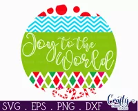 Christmas Round Sign Svg Door Hanger, Joy To The World Product Image 2