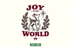Joy To The World SVG, Christmas Deer PNG, Religious Nativity Product Image 1
