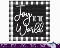 Joy To The World Buffalo Plaid Christmas Farmhouse Sign Svg Product Image 2