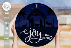 Joy To The World SVG Nativiy SVG Christmas Door Hanger SVG Product Image 1