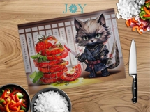 Ninja Cat Glass Cutting Board Sublimation PNG Product Image 3