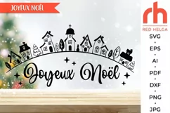 joyeux noël svg, french christmas svg, snowy street svg, christmas village svg, xmas scene svg,  winter landscape dxf, christmas wall svg, window cling svg, hanging ornament svg, christmas design svg, winter view svg, christmas town cut file