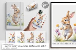 Digital Paper Bunny in Summer Watercolor Product Image 1