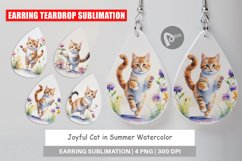 Earring Teardrop Cat in Summer Watercolor Product Image 1