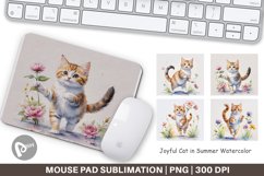 Mouse Pad Cat in Summer Watercolor Product Image 1