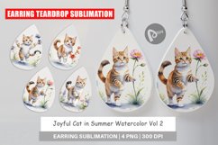 Earring Teardrop Cat in Summer Watercolor Product Image 1
