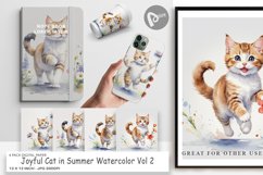 Digital Paper Cat in Summer Watercolor Product Image 1