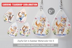 Earring Teardrop Cat in Summer Watercolor Product Image 1