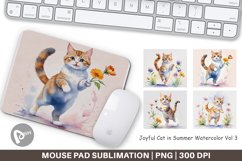 Mouse Pad Cat in Summer Watercolor Product Image 1