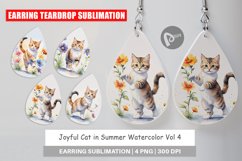 Earring Teardrop Cat in Summer Watercolor Product Image 1