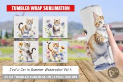 Tumbler Wrap Cat in Summer Watercolor Product Image 1