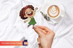 Joyful Girl Sticker, Cartoon Girl Sticker Product Image 1