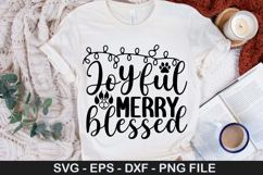 Joyful merry blessed SVG - Funny Christmas Dog Sayin Design Product Image 1