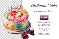 Find the perfect watercolor clipart of a birthday cake with Joyful Pie! Our colorful cake illustrations are ideal for creating festive invitations and decorations. Explore now. 