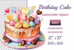 Find the perfect watercolor clipart of a birthday cake with Joyful Pie! Our colorful cake illustrations are ideal for creating festive invitations and decorations. Explore now. 