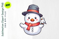 Joyful Snowman with Bird on Arm Clipart Product Image 1