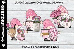 Joyful Gnome Coffee and Flowers Sublimation Clipart Product Image 1