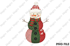 Patchwork Christmas Snowman PNG Product Image 1