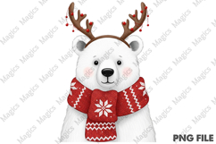 Cute Christmas Polar Bear PNG Clipart Product Image 1