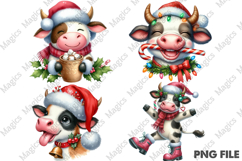 Christmas Funny Cows Sublimation Clipart Product Image 1
