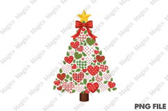 Retro Patchwork Christmas Tree PNG Product Image 1