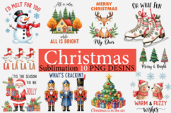 Vintage Christmas PNG Bundle, Christmas Sublimation Design Product Image 1