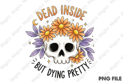 Boho Halloween Skull Flower PNG Product Image 1