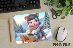 Bear Riding, Christmas Animal Mouse Pad PNG,Cute Pet Gift Product Image 1