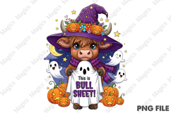 Cute Highland Cow Halloween PNG Product Image 1