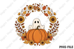 Halloween Fall Ghost Boho PNG, Floral Product Image 2
