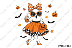 Cute Funny Ghost Pumpkin Halloween Png Product Image 1