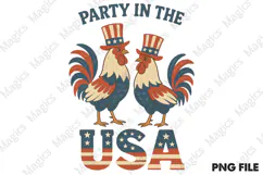 Party in the USA Patriotic Rooster Png Product Image 1