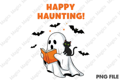 Cute Halloween Ghost Reading Book Png Product Image 2