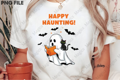 Cute Halloween Ghost Reading Book Png Product Image 3