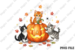 Vintage Cat Halloween Pumpkin T-Shirt Product Image 1