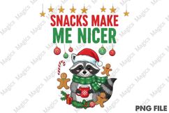 Christmas Raccoon Snacks Quote PNG Product Image 1