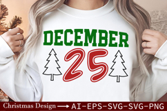 December 25 SVG - Classic Christmas Date Design Product Image 1